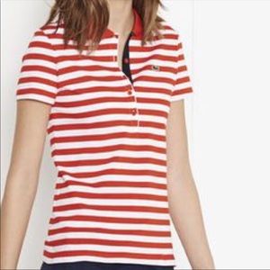 Lacoste Orange/White Stripe Polo